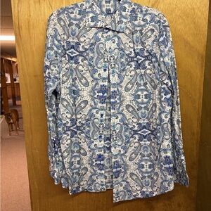 Tasso Elba Blue and White Paisley Dress Shirt